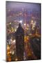 China, Shanghai. Downtown Buildings at Night-Jaynes Gallery-Mounted Photographic Print