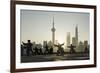 China, Shanghai, Martial Arts Group Practicing Tai Chi at Dawn-Paul Souders-Framed Photographic Print