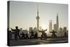 China, Shanghai, Martial Arts Group Practicing Tai Chi at Dawn-Paul Souders-Stretched Canvas