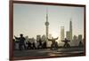 China, Shanghai, Martial Arts Group Practicing Tai Chi at Dawn-Paul Souders-Framed Premium Photographic Print