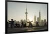 China, Shanghai, Martial Arts Group Practicing Tai Chi at Dawn-Paul Souders-Framed Photographic Print