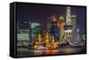 China, Shanghai, Pudong District, Financial District Including Oriental Pearl Tower-Alan Copson-Framed Stretched Canvas