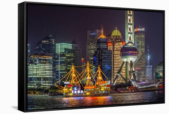 China, Shanghai, Pudong District, Financial District Including Oriental Pearl Tower-Alan Copson-Framed Stretched Canvas
