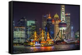 China, Shanghai, Pudong District, Financial District Including Oriental Pearl Tower-Alan Copson-Framed Stretched Canvas