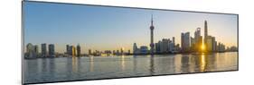 China, Shanghai, Pudong District, Skyline of the Financial District across Huangpu River at Sunrise-Alan Copson-Mounted Photographic Print