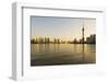 China, Shanghai, Pudong District, Skyline of the Financial District across Huangpu River at Sunrise-Alan Copson-Framed Photographic Print