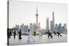 China, Shanghai, The Bund, Group Practicing Tai chi-Steve Vidler-Stretched Canvas