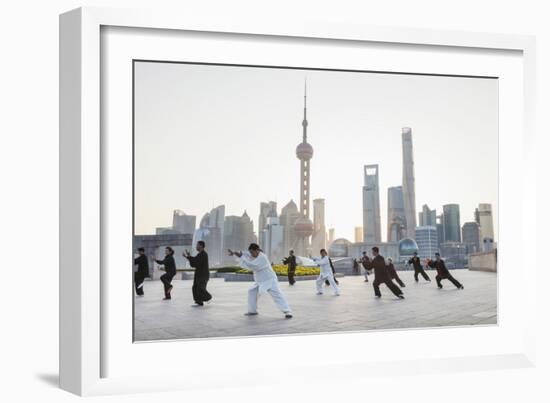 China, Shanghai, The Bund, Group Practicing Tai chi-Steve Vidler-Framed Photographic Print