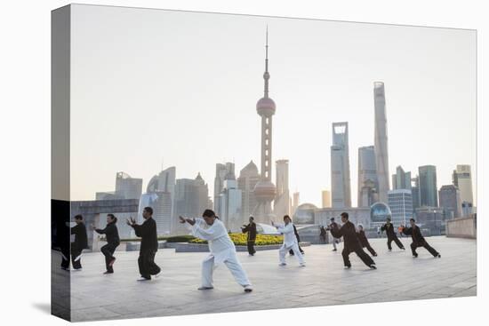 China, Shanghai, The Bund, Group Practicing Tai chi-Steve Vidler-Stretched Canvas