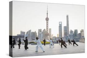 China, Shanghai, The Bund, Group Practicing Tai chi-Steve Vidler-Stretched Canvas