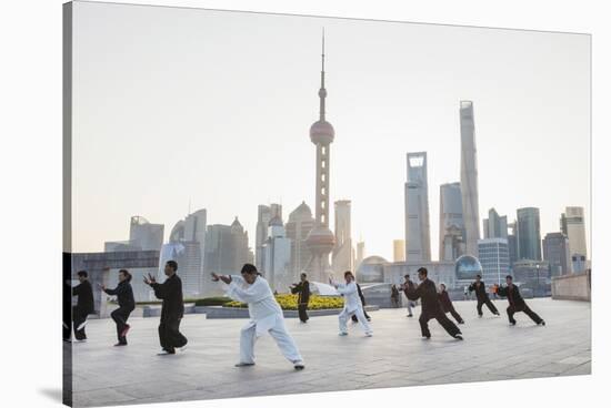 China, Shanghai, The Bund, Group Practicing Tai chi-Steve Vidler-Stretched Canvas