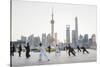 China, Shanghai, The Bund, Group Practicing Tai chi-Steve Vidler-Stretched Canvas