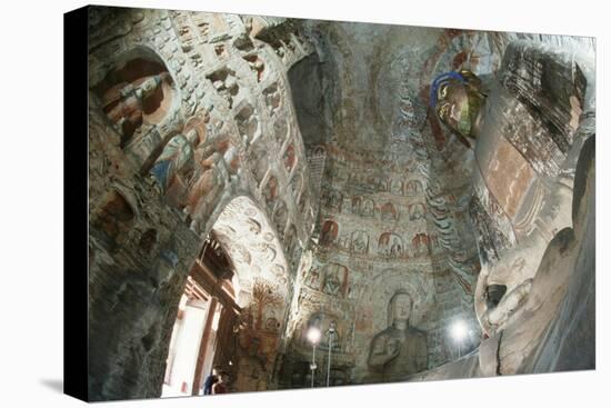 China, Shanxi Province, Grotto Number Five Buddha Statue in Yungang Grottoes-null-Stretched Canvas