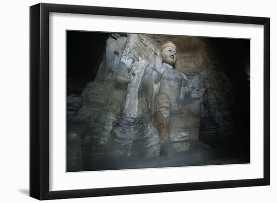 China, Shanxi Province, Sandstone Statue of Buddha in Yungang Grottoes-null-Framed Giclee Print