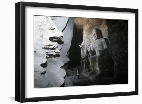 China, Shanxi Province, Sandstone Statue of Buddha in Yungang Grottoes-null-Framed Giclee Print