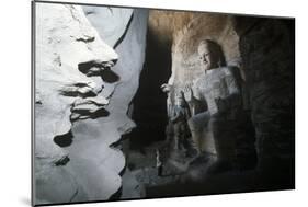 China, Shanxi Province, Sandstone Statue of Buddha in Yungang Grottoes-null-Mounted Giclee Print