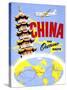 "China the Overland Route" Vintage Travel Poster-Piddix-Stretched Canvas