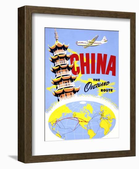 "China the Overland Route" Vintage Travel Poster-Piddix-Framed Art Print