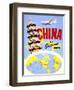 "China the Overland Route" Vintage Travel Poster-Piddix-Framed Art Print