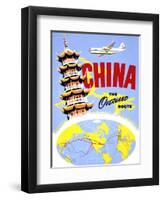 "China the Overland Route" Vintage Travel Poster-Piddix-Framed Art Print