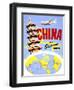 "China the Overland Route" Vintage Travel Poster-Piddix-Framed Art Print