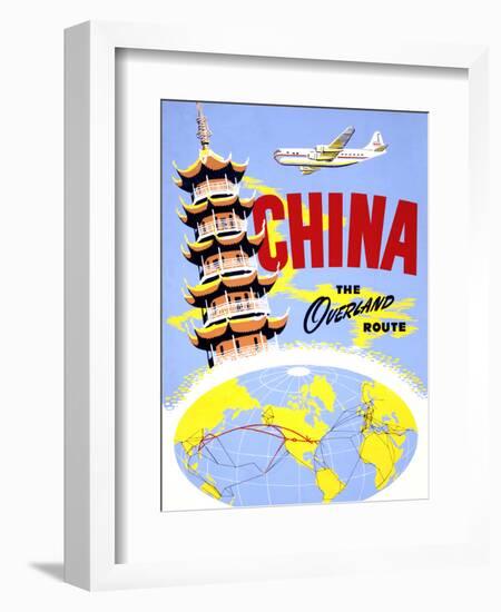 "China the Overland Route" Vintage Travel Poster-Piddix-Framed Art Print