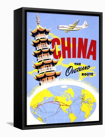 "China the Overland Route" Vintage Travel Poster-Piddix-Framed Stretched Canvas