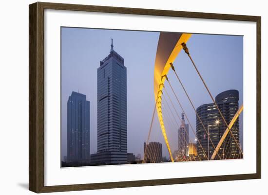 China, Tianjin, Dagu Bridge with Skyscrapers Rising Along Haihe River-Paul Souders-Framed Photographic Print