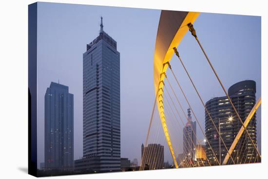 China, Tianjin, Dagu Bridge with Skyscrapers Rising Along Haihe River-Paul Souders-Stretched Canvas