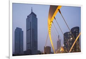 China, Tianjin, Dagu Bridge with Skyscrapers Rising Along Haihe River-Paul Souders-Framed Photographic Print