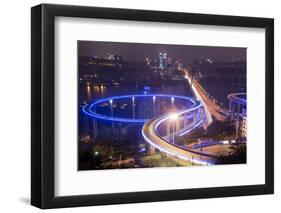 China, Traffic Lights on Caiyuanba Bridge Spanning Yangtze River-Paul Souders-Framed Photographic Print