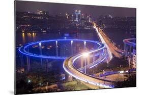 China, Traffic Lights on Caiyuanba Bridge Spanning Yangtze River-Paul Souders-Mounted Photographic Print