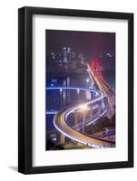 China, Traffic Lights on Caiyuanba Bridge Spanning Yangtze River-Paul Souders-Framed Photographic Print