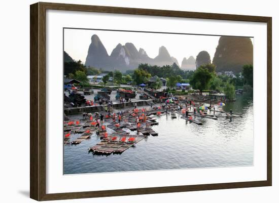 China, Yulong River with Karst Mountains, Tourism, Raft River Journeys-Catharina Lux-Framed Photographic Print