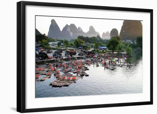 China, Yulong River with Karst Mountains, Tourism, Raft River Journeys-Catharina Lux-Framed Photographic Print