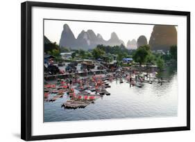 China, Yulong River with Karst Mountains, Tourism, Raft River Journeys-Catharina Lux-Framed Photographic Print