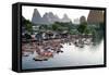China, Yulong River with Karst Mountains, Tourism, Raft River Journeys-Catharina Lux-Framed Stretched Canvas