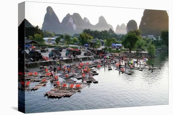 China, Yulong River with Karst Mountains, Tourism, Raft River Journeys-Catharina Lux-Stretched Canvas