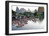 China, Yulong River with Karst Mountains, Tourism, Raft River Journeys-Catharina Lux-Framed Photographic Print