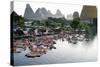 China, Yulong River with Karst Mountains, Tourism, Raft River Journeys-Catharina Lux-Stretched Canvas