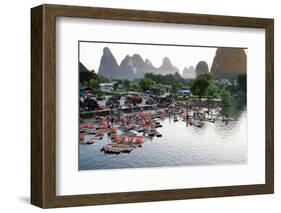 China, Yulong River with Karst Mountains, Tourism, Raft River Journeys-Catharina Lux-Framed Photographic Print