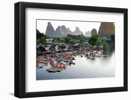 China, Yulong River with Karst Mountains, Tourism, Raft River Journeys-Catharina Lux-Framed Photographic Print