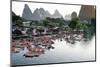 China, Yulong River with Karst Mountains, Tourism, Raft River Journeys-Catharina Lux-Mounted Photographic Print