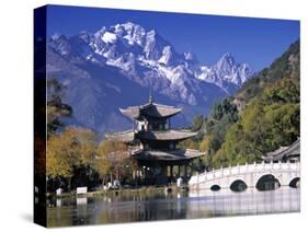 China, Yunnan Province, Lijiang, Black Dragon Pool Park and Jade Dragon Snow Mountain-Peter Adams-Stretched Canvas