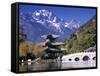 China, Yunnan Province, Lijiang, Black Dragon Pool Park and Jade Dragon Snow Mountain-Peter Adams-Framed Stretched Canvas
