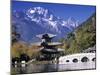 China, Yunnan Province, Lijiang, Black Dragon Pool Park and Jade Dragon Snow Mountain-Peter Adams-Mounted Photographic Print