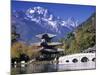 China, Yunnan Province, Lijiang, Black Dragon Pool Park and Jade Dragon Snow Mountain-Peter Adams-Mounted Photographic Print