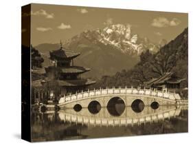 China, Yunnan Province, Lijiang, Black Dragon Pool Park and Jade Dragon Snow Mountain-Walter Bibikow-Stretched Canvas