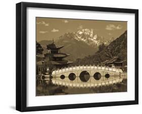 China, Yunnan Province, Lijiang, Black Dragon Pool Park and Jade Dragon Snow Mountain-Walter Bibikow-Framed Photographic Print