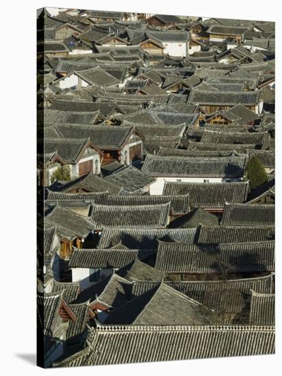 China, Yunnan Province, Lijiang, Lijiang Old Town Rooftops-Walter Bibikow-Stretched Canvas
